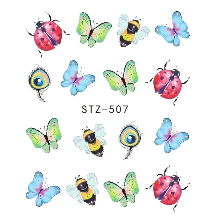 1pcs Nail Sticker Butterfly Flower Water Transfer Decal Sliders for Nail Art Decoration Tattoo Manicure Wraps Tools Tip JISTZ508 - Harmonifa