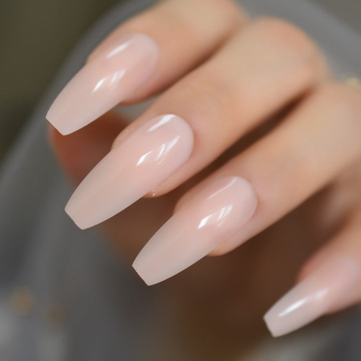 Nude Extra Long Fake Nails - Harmonifa