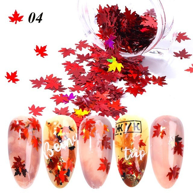 Gradient Maple Leaf Nail Sequins - Harmonifa