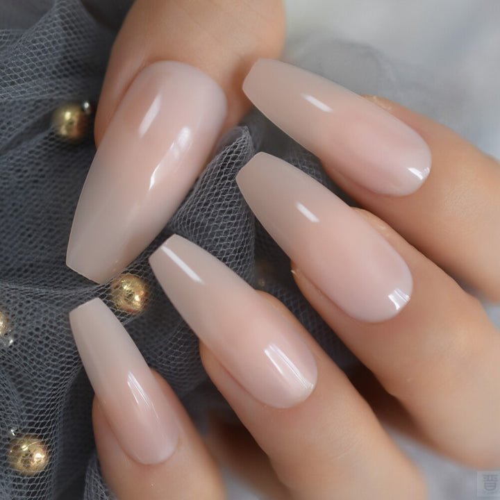 Nude Extra Long Fake Nails - Harmonifa