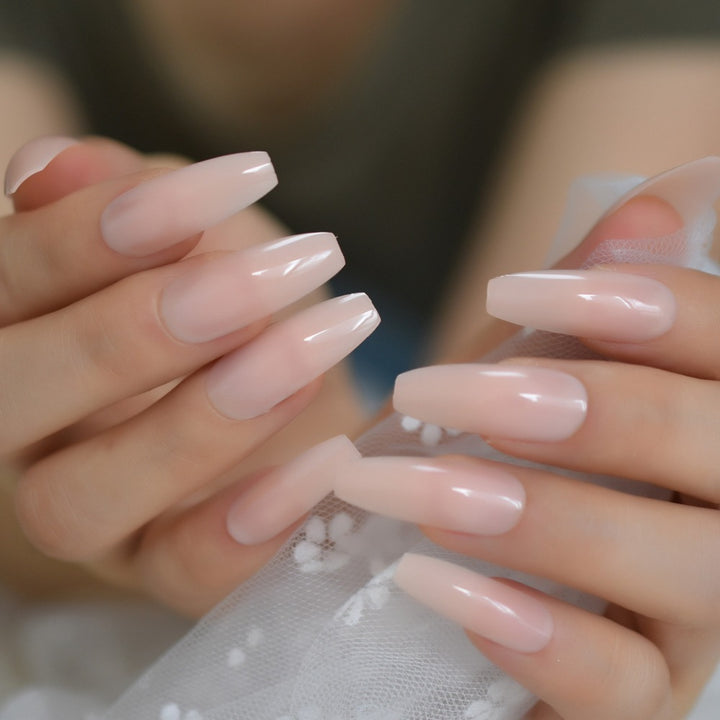 Nude Extra Long Fake Nails - Harmonifa