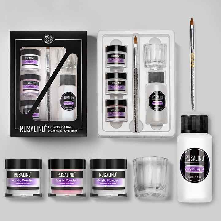 Nail Powder Acrylic System Kit Professional Nail Art Tool Set Contain Glass Cup Acrylic Liquid Extention Carving Manicure - Harmonifa