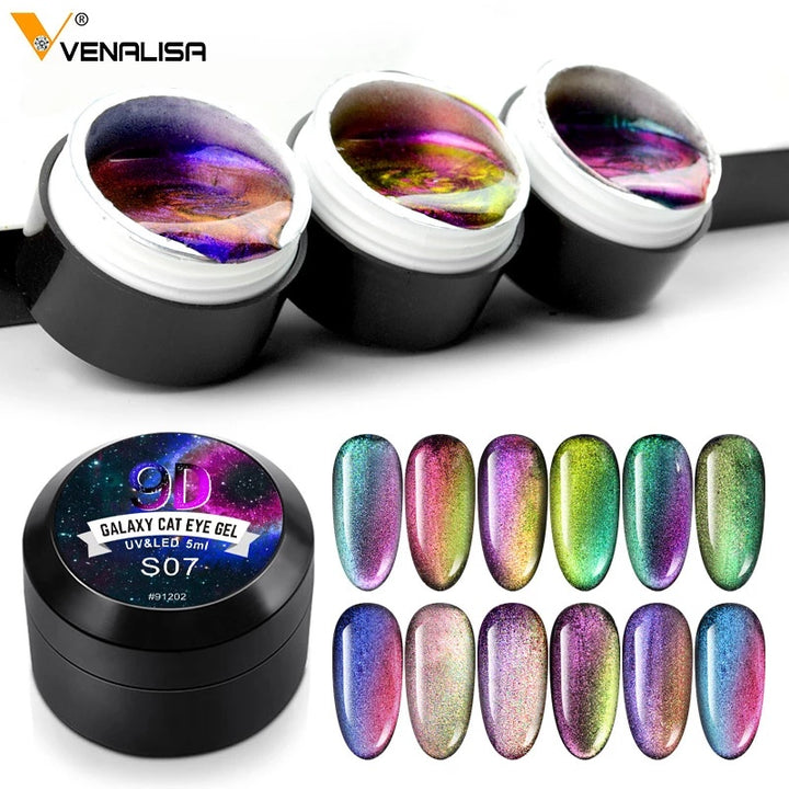 Venalisa 9D Gel Varnish Cat Eye Magic Chameleon Gel Varnish Nail Manicure Galaxy Starry Magnetic Multicolor 5ml Nail Gel Polish - Harmonifa