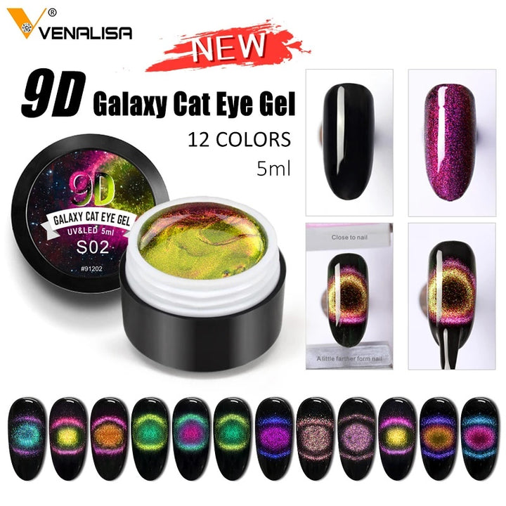 Venalisa 9D Gel Varnish Cat Eye Magic Chameleon Gel Varnish Nail Manicure Galaxy Starry Magnetic Multicolor 5ml Nail Gel Polish - Harmonifa