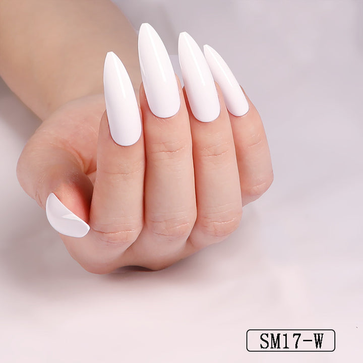 Long Pointed False Nails Solid Color Nails Salon Nails Almond Nail Patches Finger Nails - Harmonifa