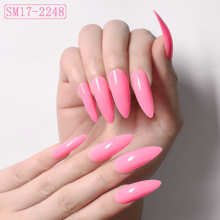 Long Pointed False Nails Solid Color Nails Salon Nails Almond Nail Patches Finger Nails - Harmonifa