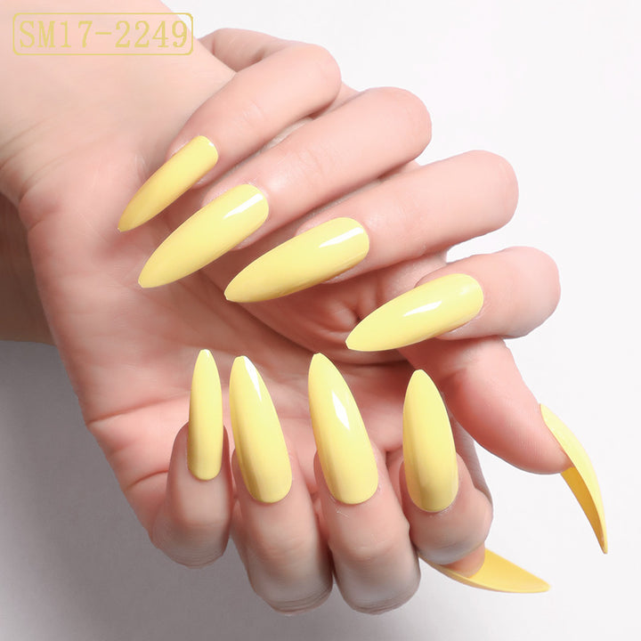 Long Pointed False Nails Solid Color Nails Salon Nails Almond Nail Patches Finger Nails - Harmonifa