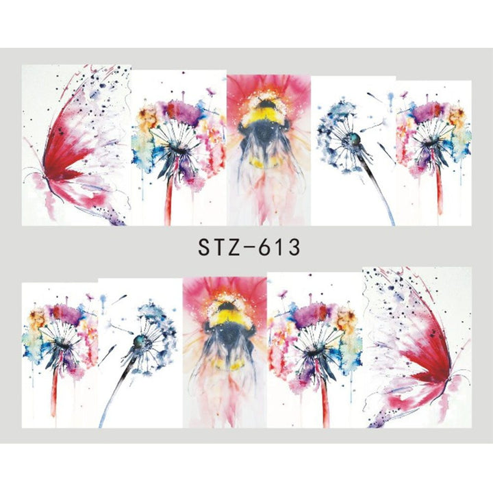 1pcs Nail Sticker Butterfly Flower Water Transfer Decal Sliders for Nail Art Decoration Tattoo Manicure Wraps Tools Tip JISTZ508 - Harmonifa