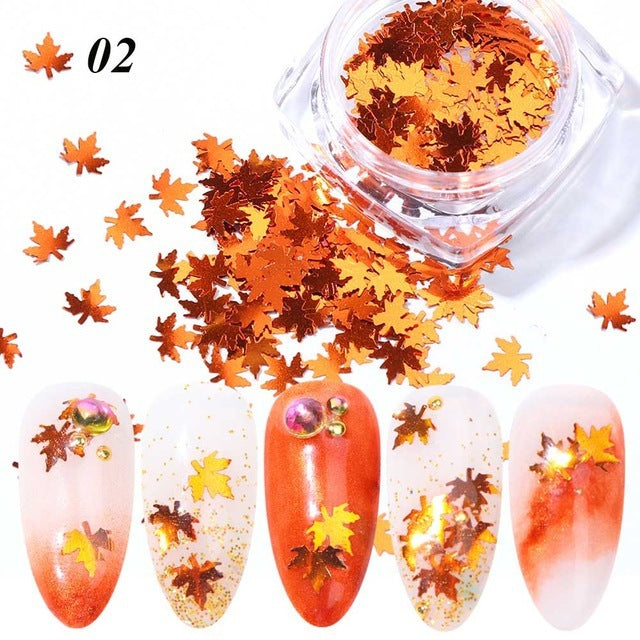 Gradient Maple Leaf Nail Sequins - Harmonifa