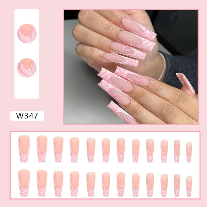 Heart Stripe Fake Nails - Harmonifa