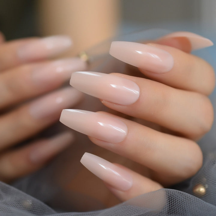 Nude Extra Long Fake Nails - Harmonifa