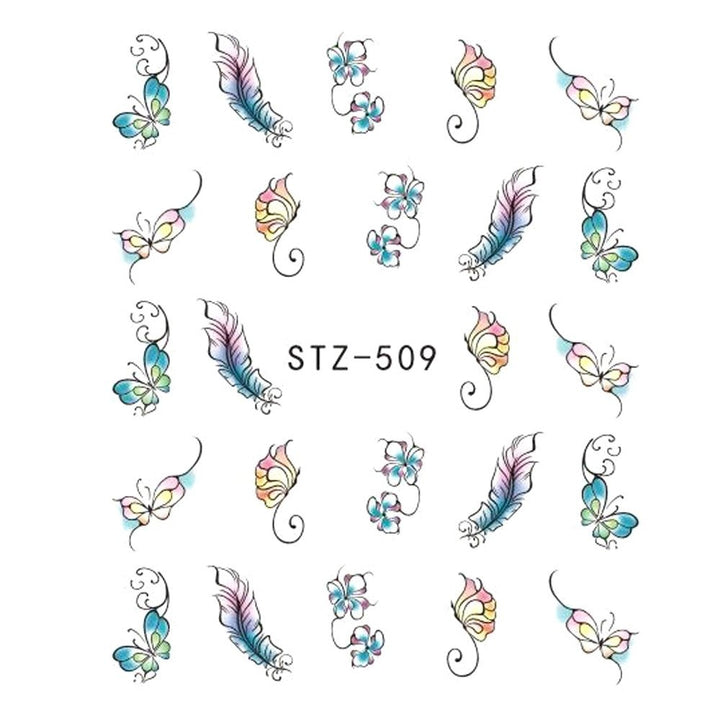 1pcs Nail Sticker Butterfly Flower Water Transfer Decal Sliders for Nail Art Decoration Tattoo Manicure Wraps Tools Tip JISTZ508 - Harmonifa