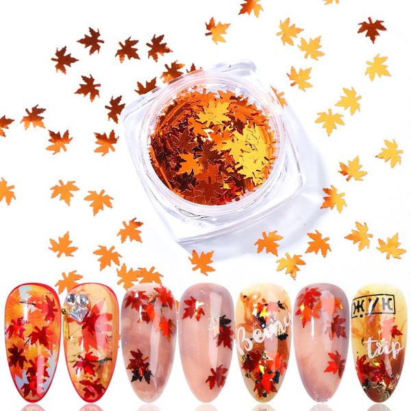 Gradient Maple Leaf Nail Sequins - Harmonifa