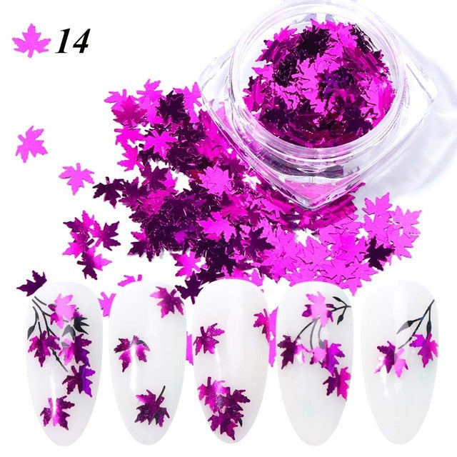 Gradient Maple Leaf Nail Sequins - Harmonifa