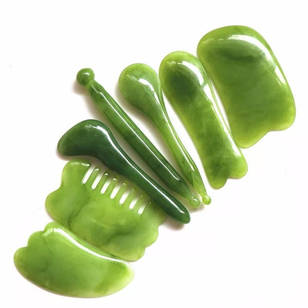 Handmade Natural Resin Face Point Guasha Massage Tool SPA Therapy Green Guasha Massage Sticks