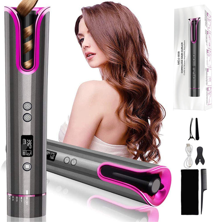 Automatic Hair Curler USB Cordless Wireless Auto Ceramic Curling Iron Hair Waver T Waves Iron Curling Wand Air Curler - Harmonifa