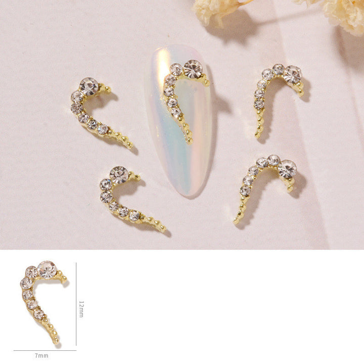 Nail Art DIY Love Heart Alloy Jewelry Nail Piece Nail Decoration Rhinestone - Harmonifa