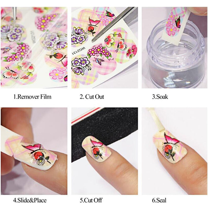 1pcs Nail Sticker Butterfly Flower Water Transfer Decal Sliders for Nail Art Decoration Tattoo Manicure Wraps Tools Tip JISTZ508 - Harmonifa