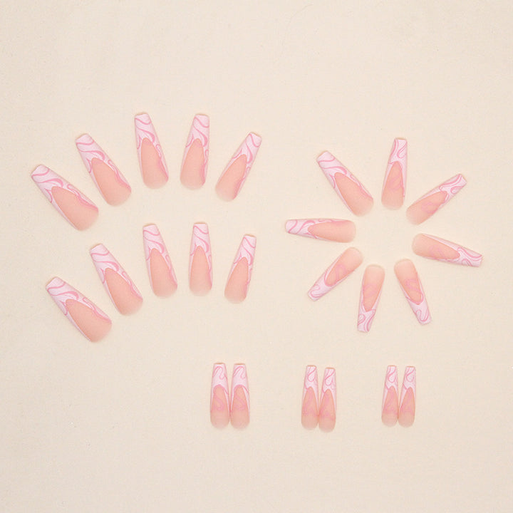 Heart Stripe Fake Nails - Harmonifa