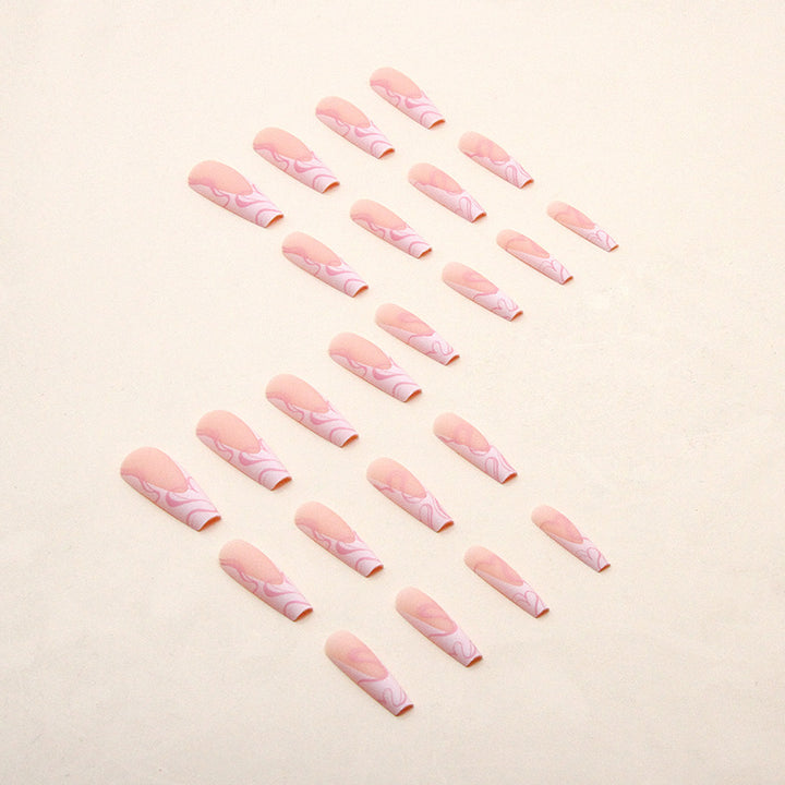 Heart Stripe Fake Nails - Harmonifa